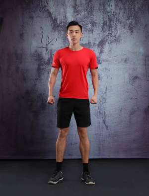 春夏新品 圓領(lǐng)短袖T恤 時(shí)尚運(yùn)動文化衫 大紅色