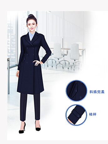 大衣定制，高端時(shí)尚女士大衣定制，藏藍(lán)色女士大衣