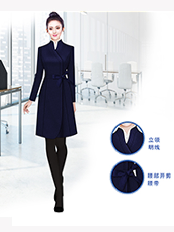 高端大衣定制，藏藍(lán)色時尚女士大衣，高端女士大衣